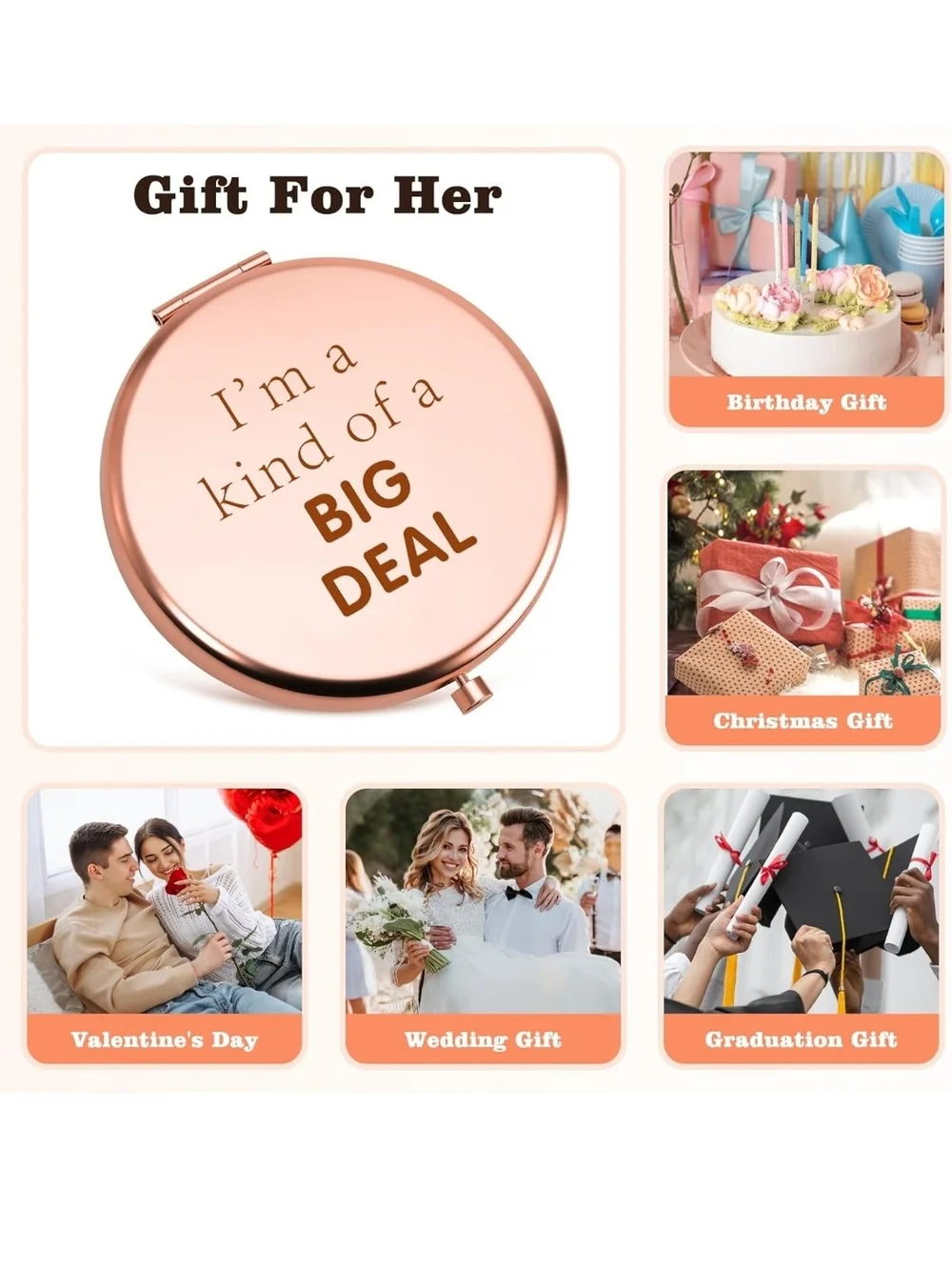 Rose Gold Compact Mirror with 